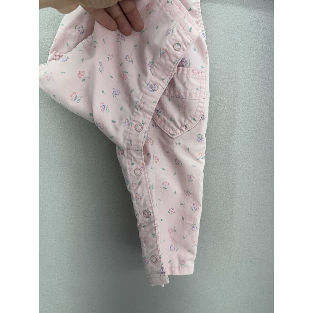 VTG OshKosh B’Gosh Vestbak Overalls 3-6M Pink Floral Baby Snap USA 90s READ - Picture 8 of 16